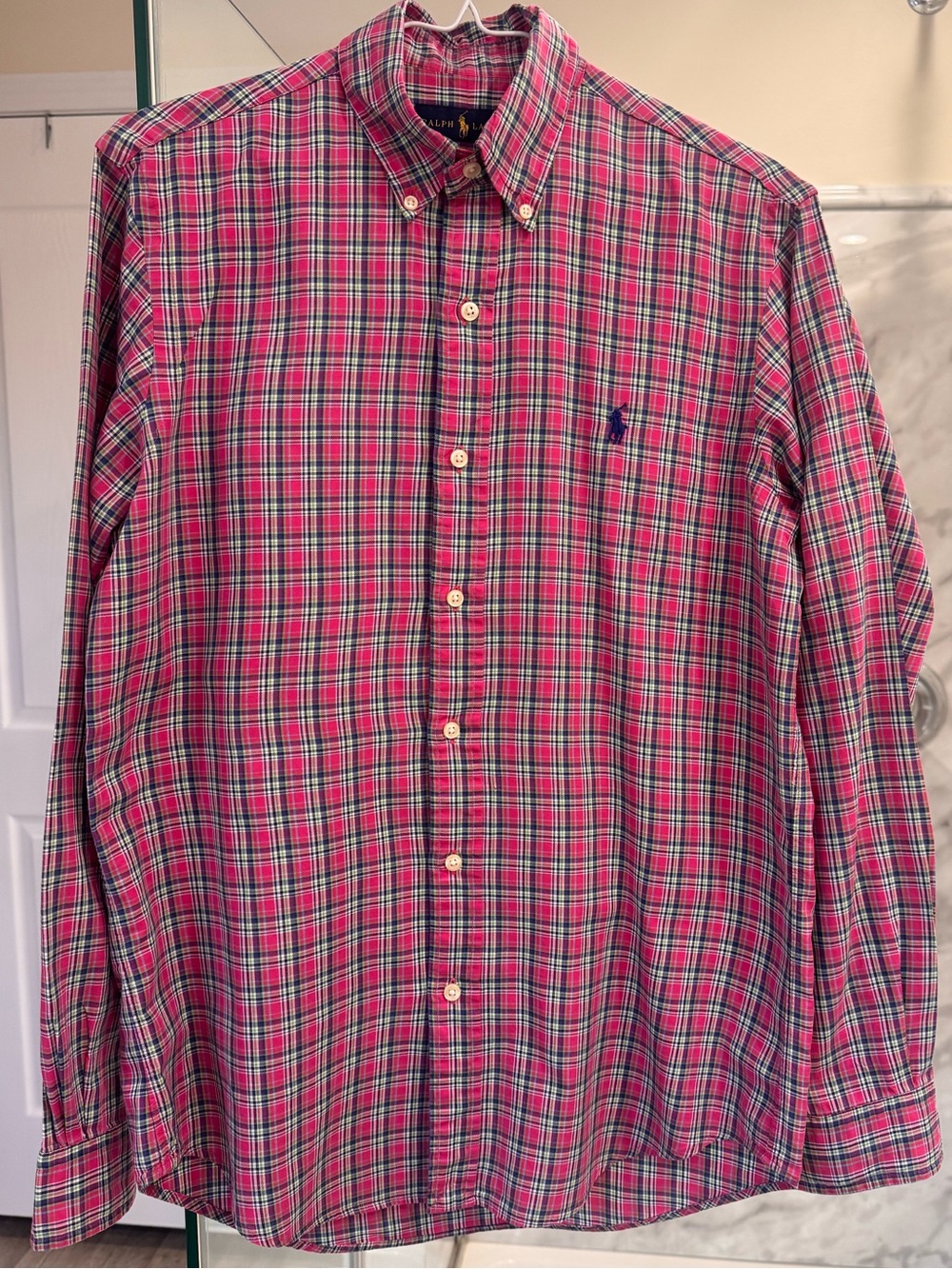 Ralph Lauren Plaid Button-Down Shirt men’s small crisp